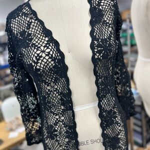 Black Crochet Duster OS